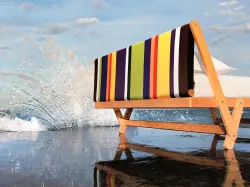 Bed Noctis Tolò double bed designed by architect Vittorio Prato, with fabric headboard.