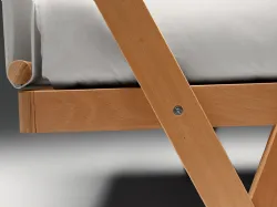 I took the double bed designed by architect Vittorio Prato, with a fabric headboard.