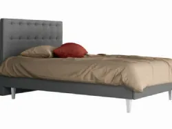 Single bed with upholstered headboard and storage box 120x195