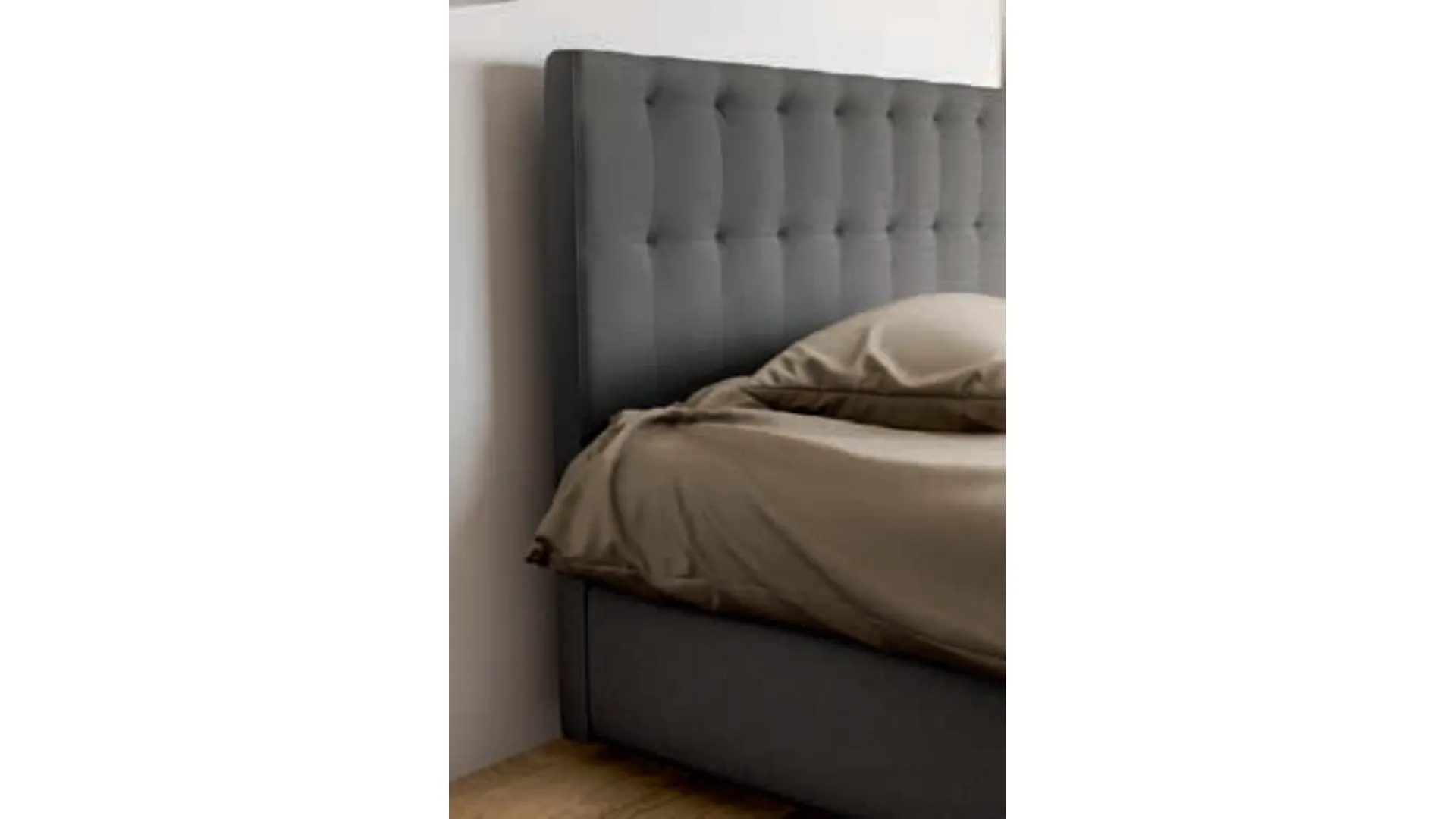Semi-double bed with upholstered headboard and storage box 120x195.
