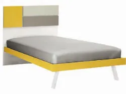 Full-size bed with headboard and applied panels, quality materials