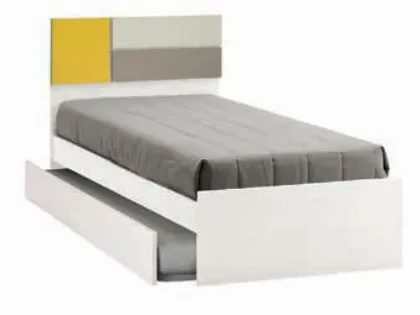 Queen size bed with headboard and applied panels, high-quality materials.