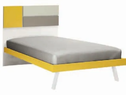 Full-size bed with headboard and applied panels, quality materials