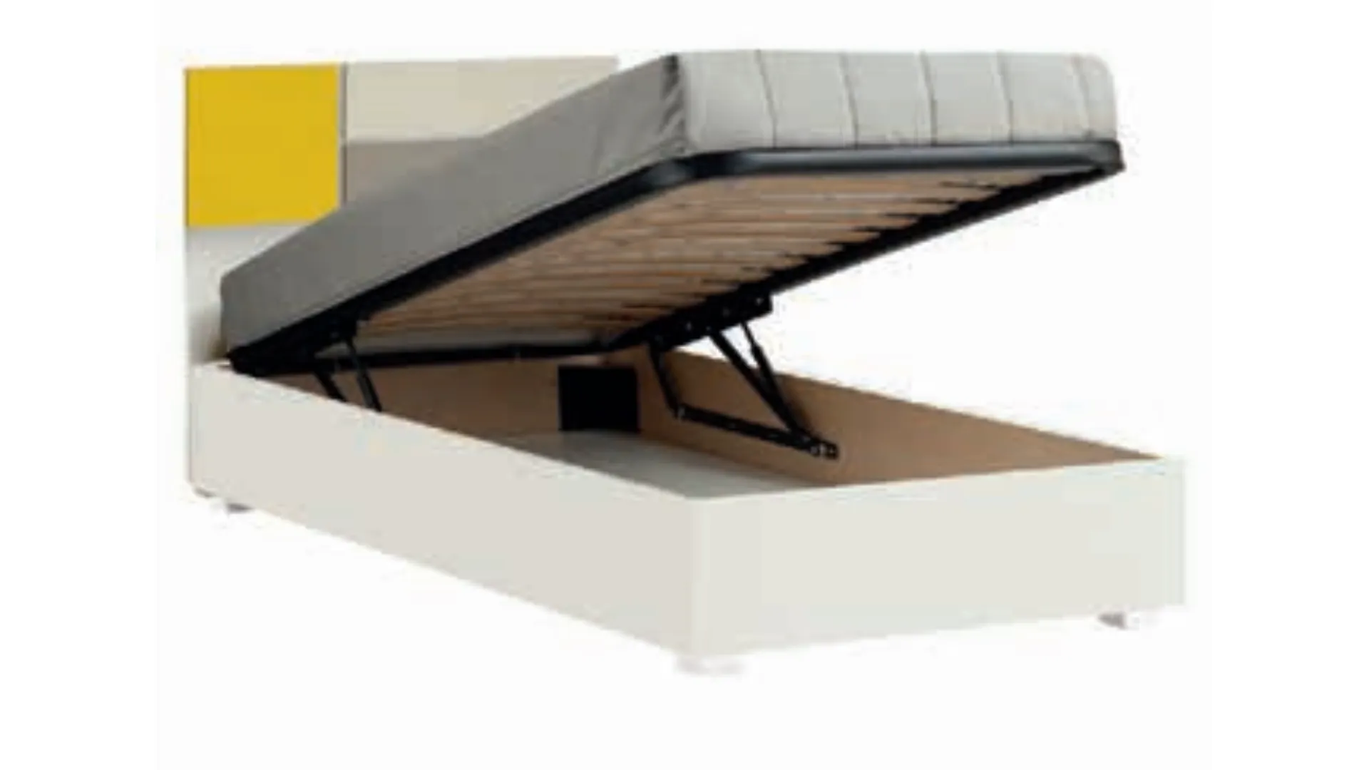 Queen-sized bed with headboard and applied panels, quality materials.