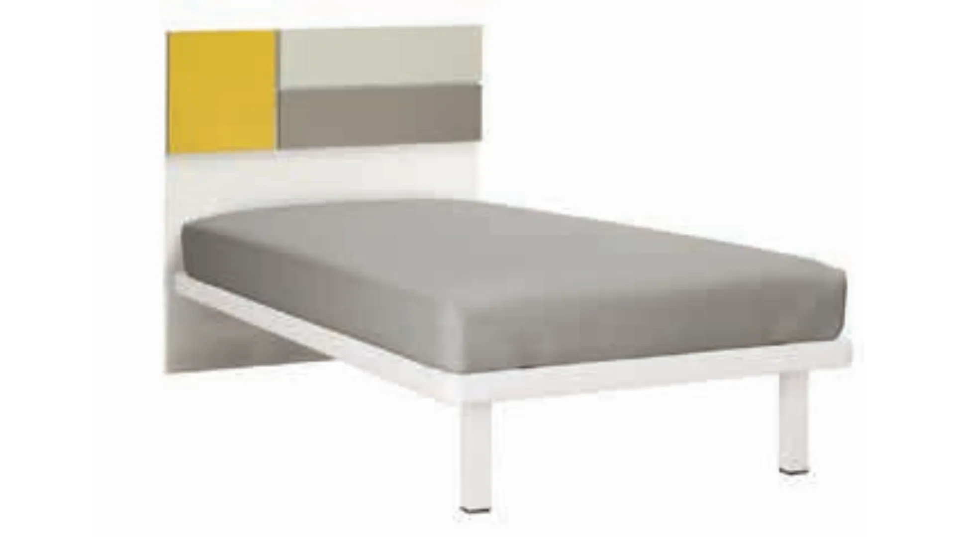 Queen-sized bed with headboard and applied panels, high-quality materials