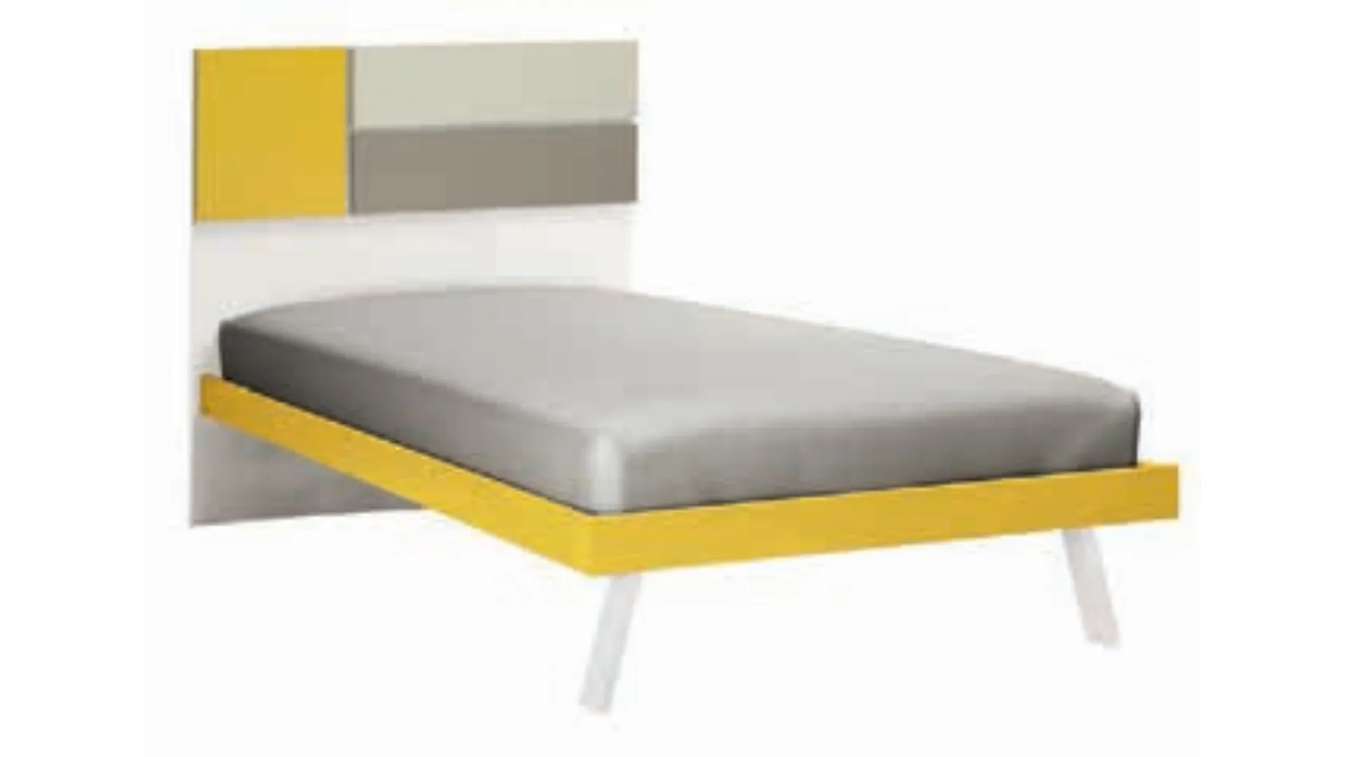 Full-size bed with headboard and applied panels, quality materials