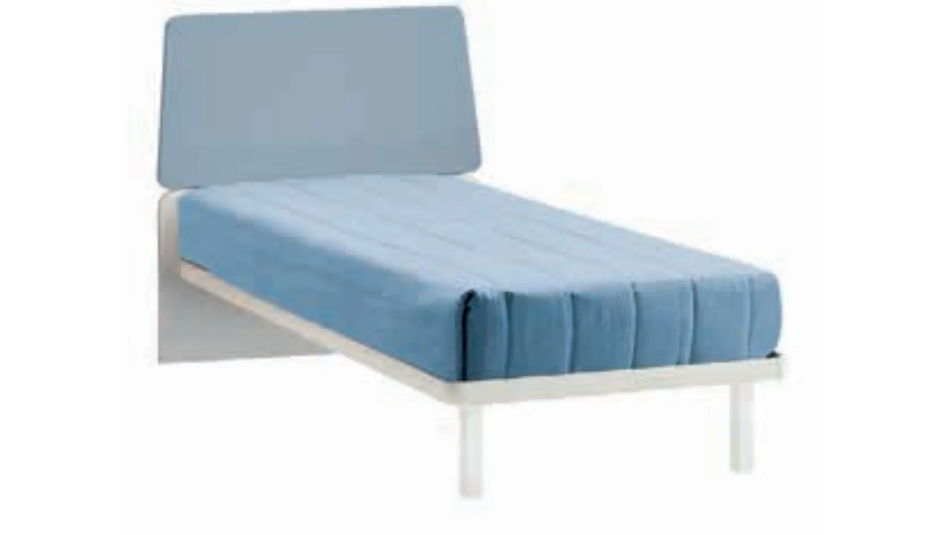 Queen size bed with headboard composed of two shaped panels, customizable finishes.