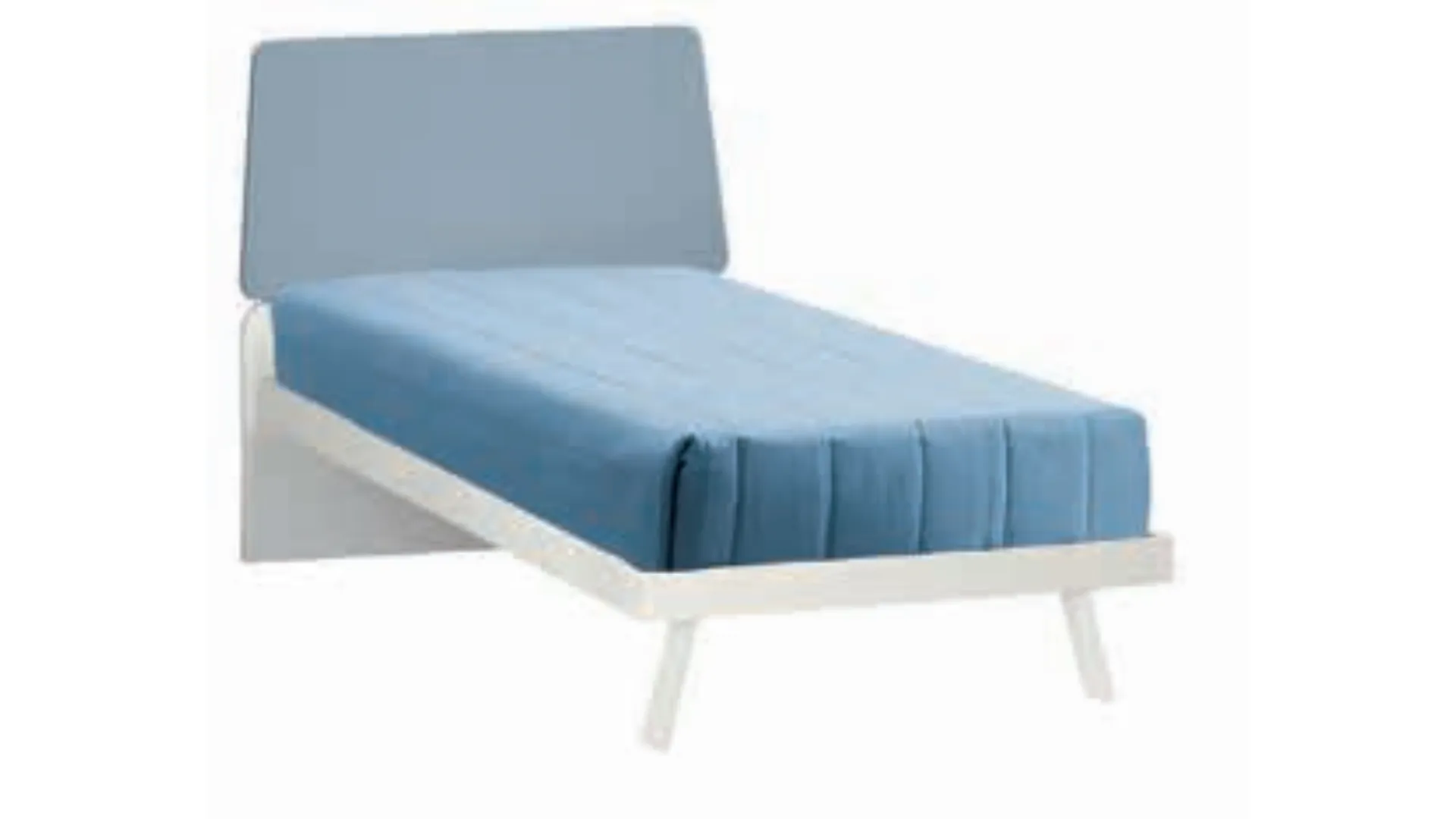 Queen size bed with a headboard made of two shaped panels, customizable finishes
