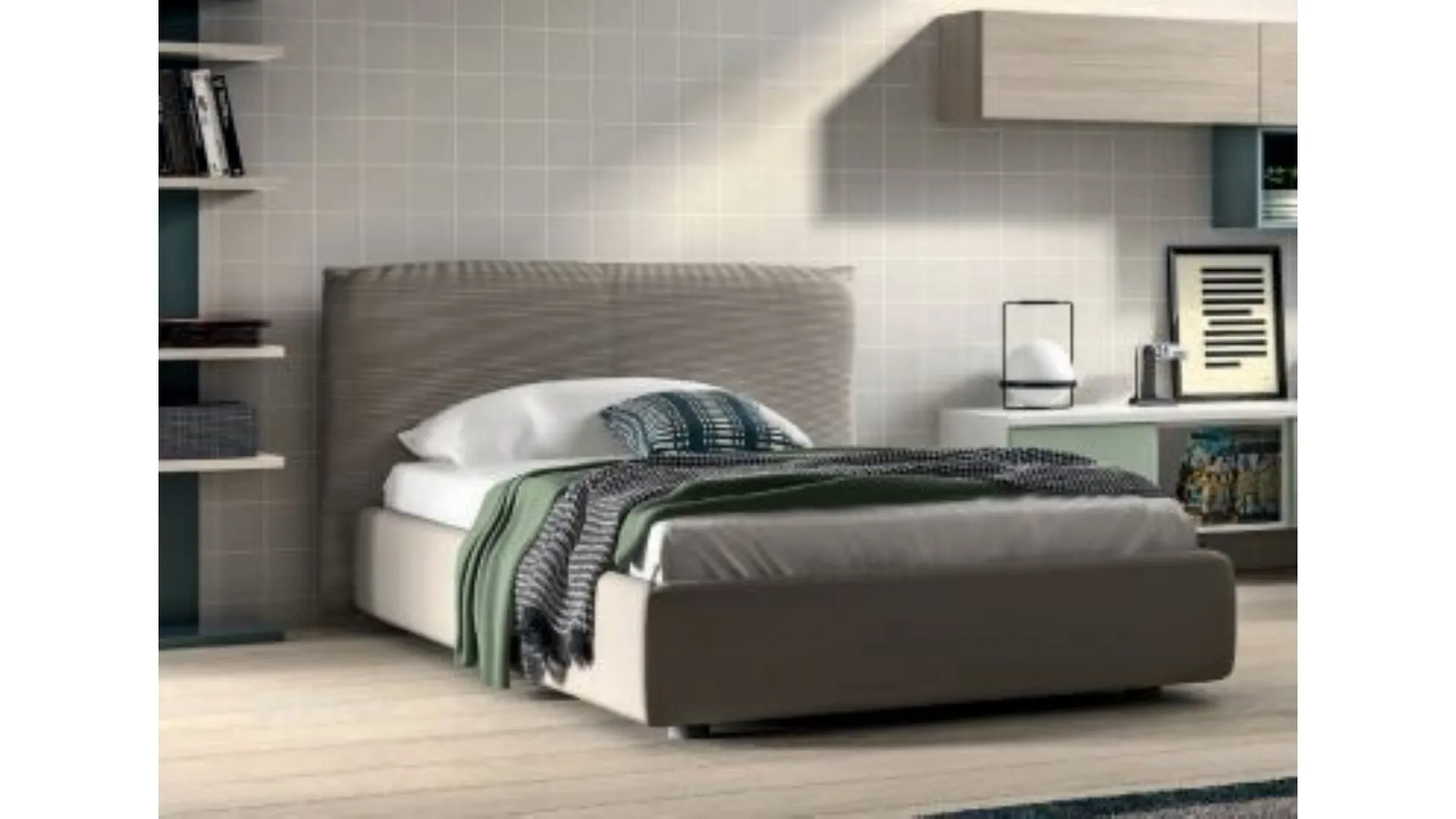 One and a half square bed with storage box 120x195.