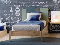 High quality single bed with headboard and 80x195 applied panels.
