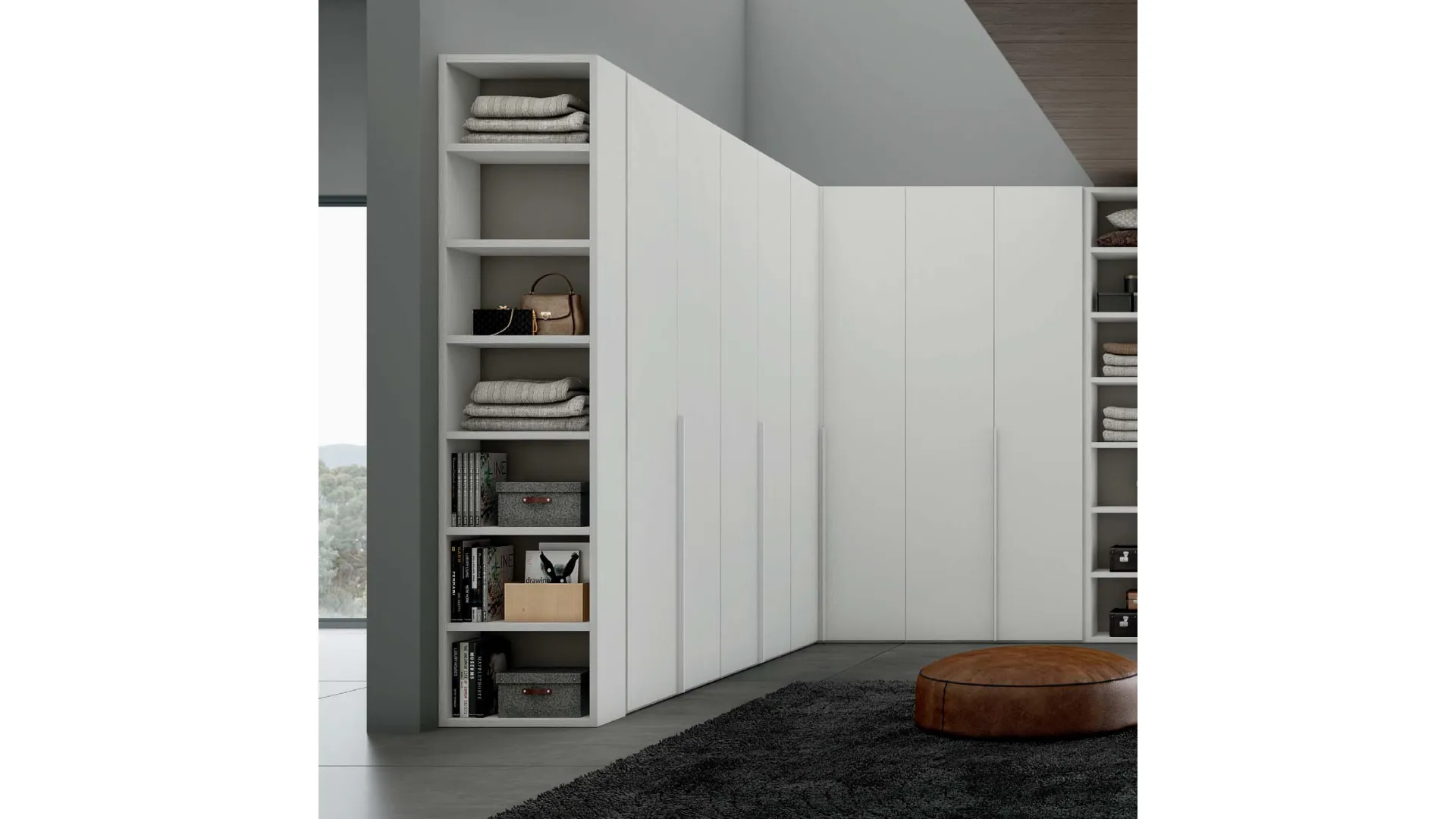 Angoal wardrobe in wood