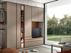 Modern bedroom for teenagers with padded panels, softness, and functionality.