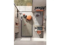 Modern bedroom for teenagers with padded panels, softness and functionality.