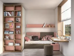 Functional and modern teenage room complete with wardrobe and suspended desk.