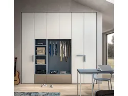 Modern complete bedroom, with customizable panels that act as a headboard.