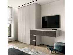 Modern designed bedroom with desk and peninsula unit, perfect for integrating a TV.
