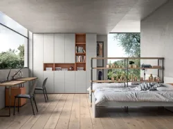 Modern room full of unique accessories, for a one-of-a-kind shared bedroom.