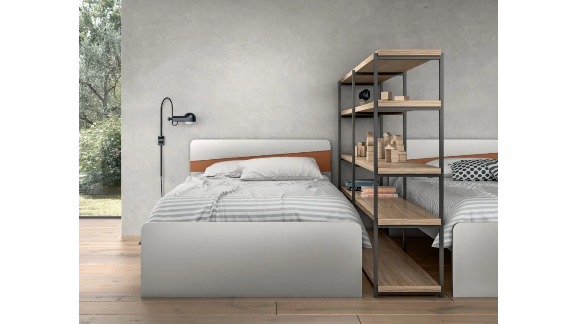 Modern bedroom full of unique accessories, for a shared bedroom like no other