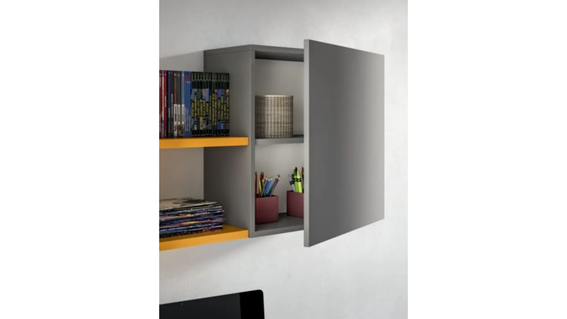 Modern room with bunk bed, a space-saving and efficient room.