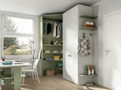 Modern room with bunk bed, ergonomic desk, all high-quality materials.