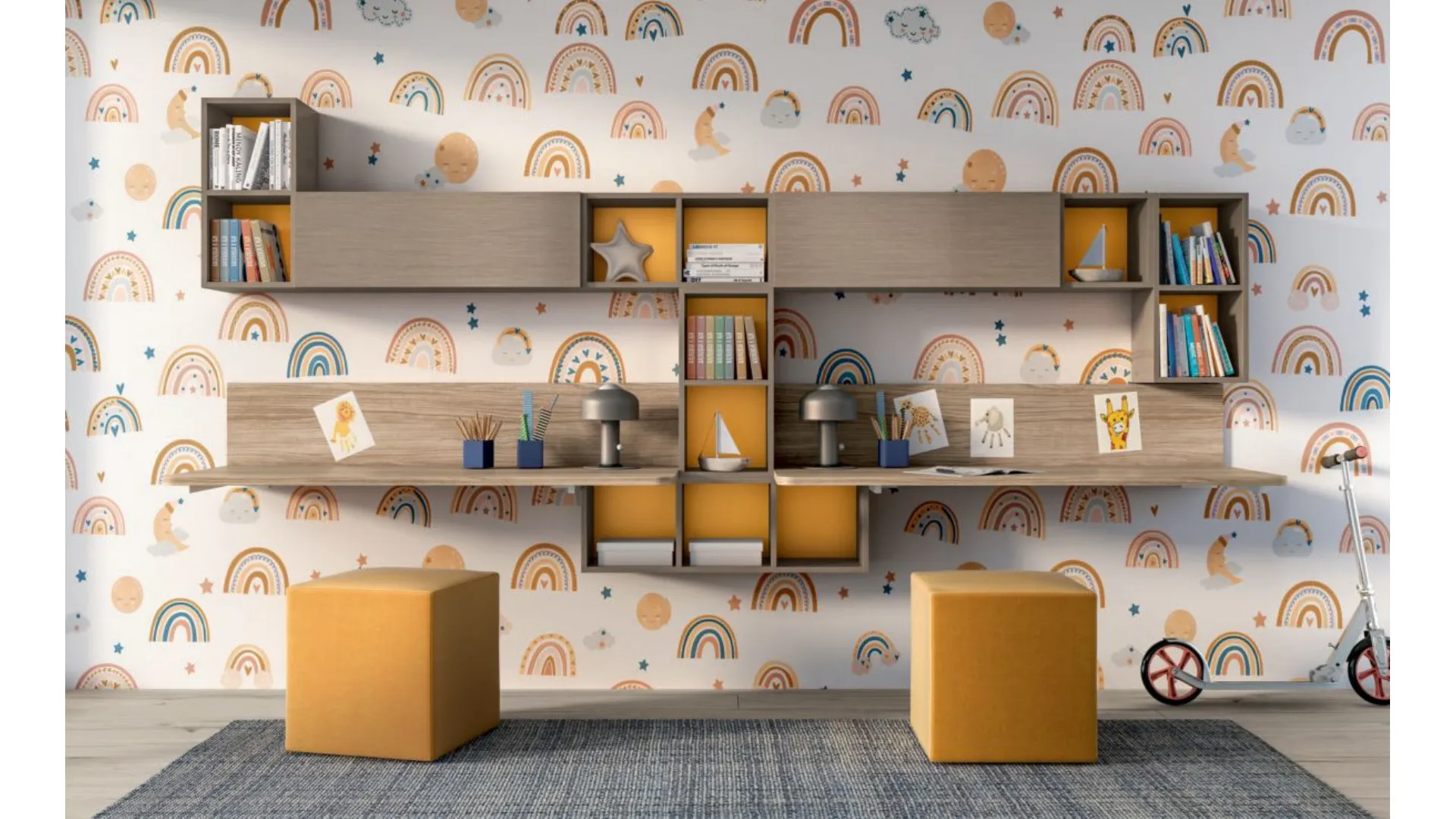 Modern children's bedroom with Play bed, smart and versatile space-saving solution.