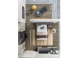 Modern bedroom for teenagers with integrated desk in the wardrobe