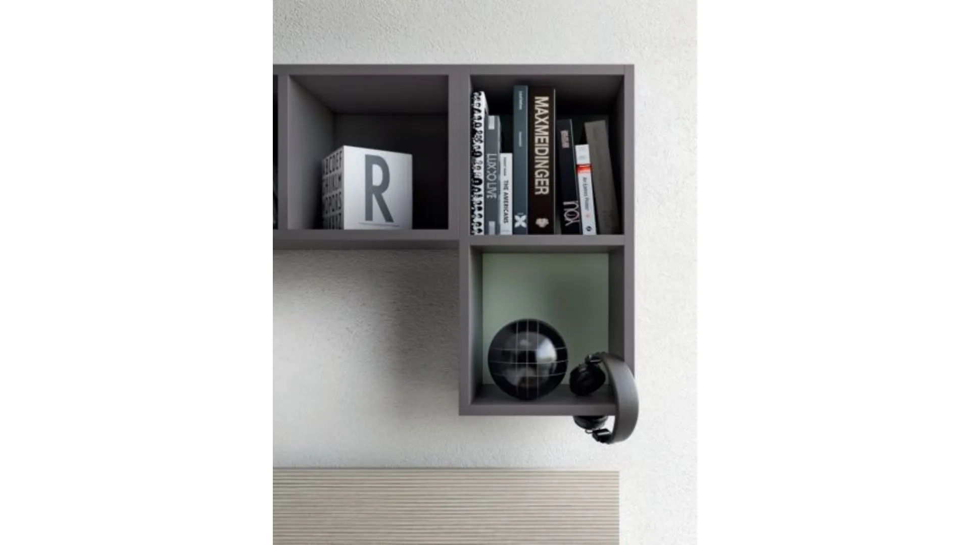 Modern teenager bedroom with integrated desk in the wardrobe.
