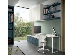 Refined and modern bedroom, complete with wardrobe and study area.