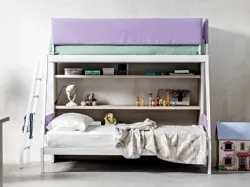 Versatile metal bunk bed with an inclined shape, customizable in finishes.