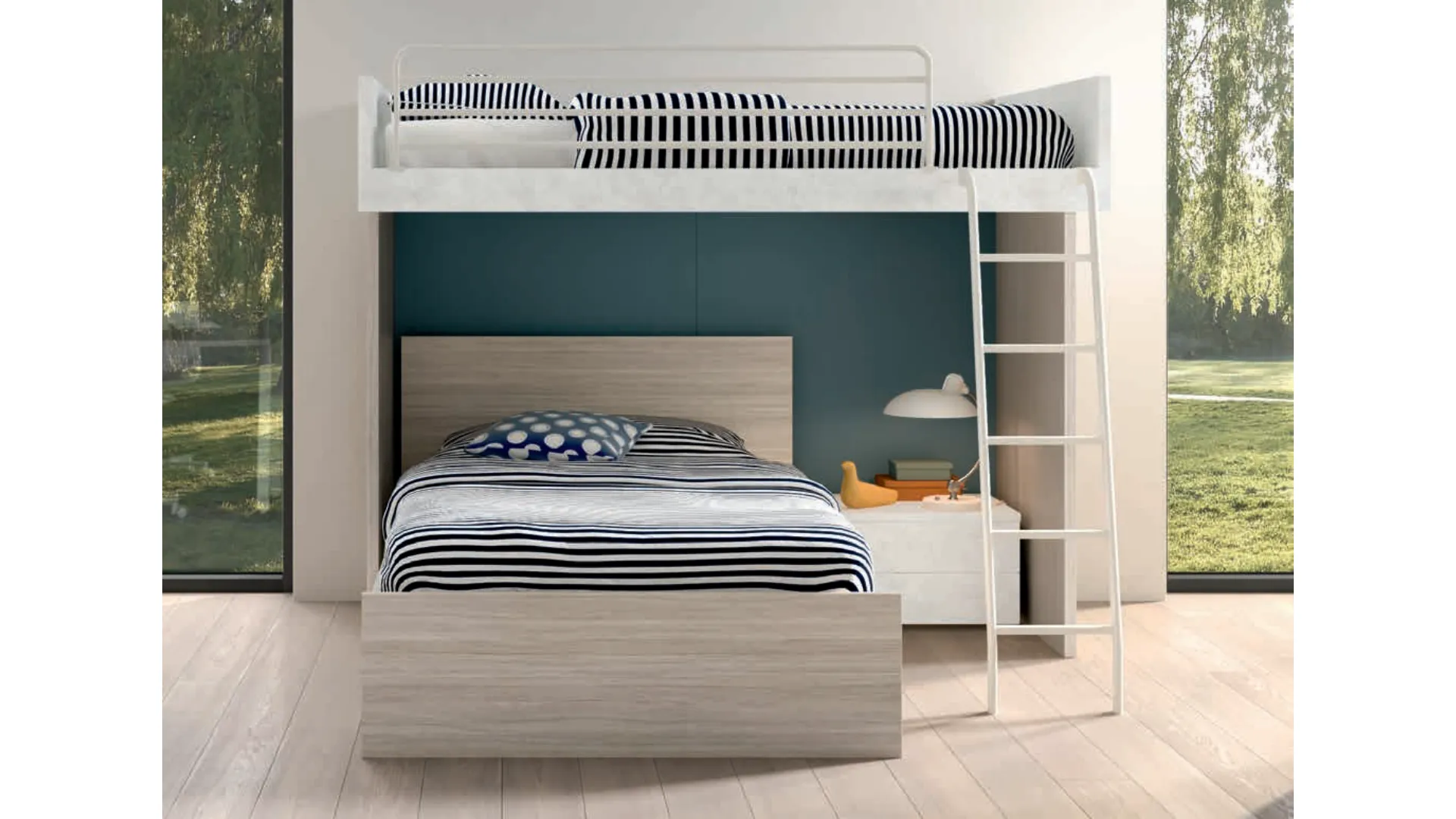 Bunk bed one and a half square practical and comfortable customizable in finishes.
