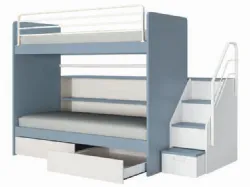 Bunk bed, with space-saving metal ladder or convenient ladder with opening compartments.