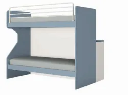 Bunk bed, with space-saving metal ladder or convenient ladder with opening compartments.