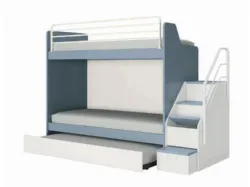 Bunk bed, with space-saving metal ladder or convenient ladder with opening compartments.