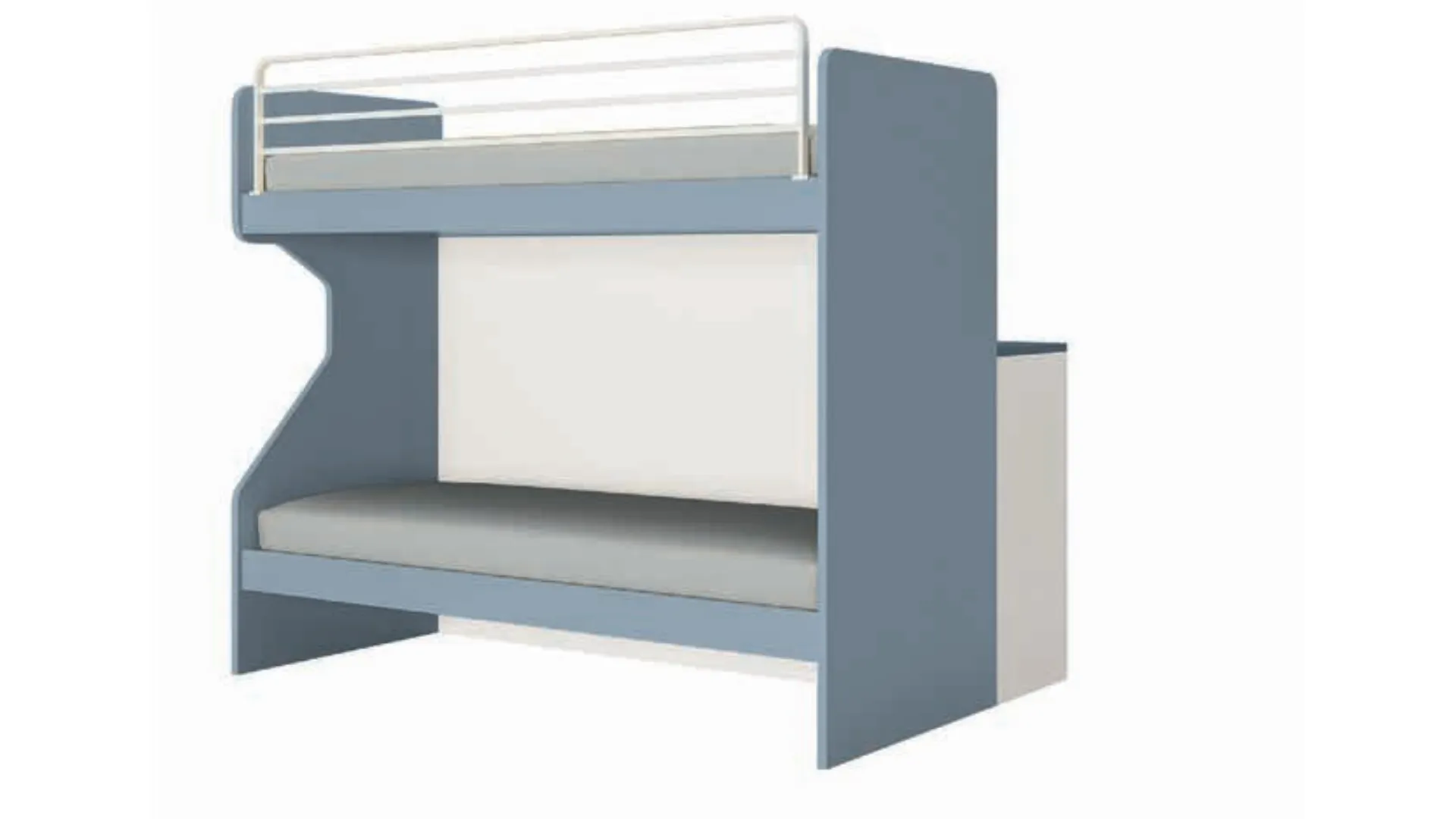 Bunk bed, with space-saving metal ladder or convenient ladder with opening compartments.