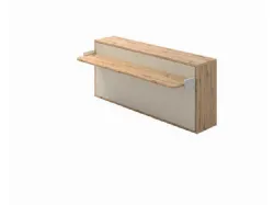 Single flip-up bed with integrated writing desk, customizable in finishes.