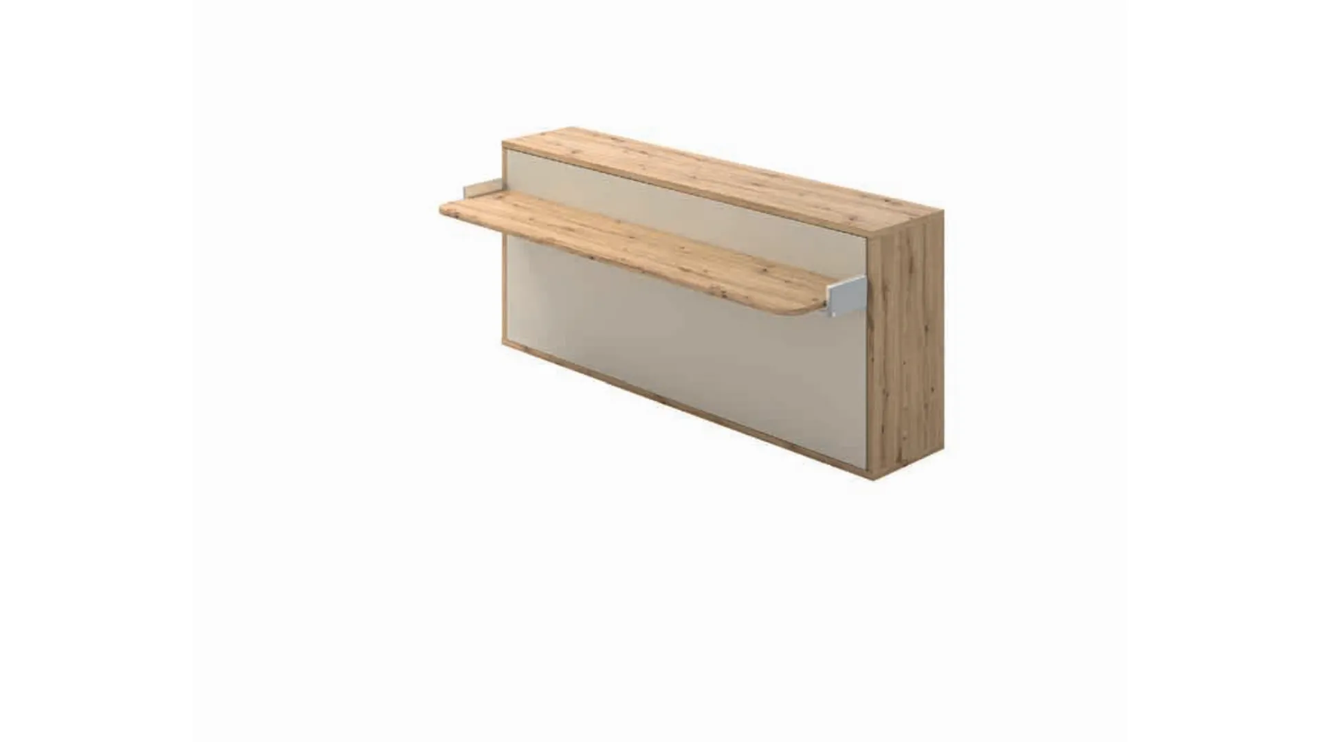 Single flip-up bed with integrated writing desk, customizable in finishes.