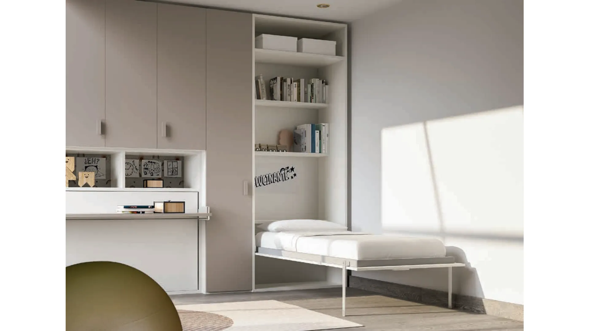 Single and double foldaway bed, space-saving and made with high-quality materials