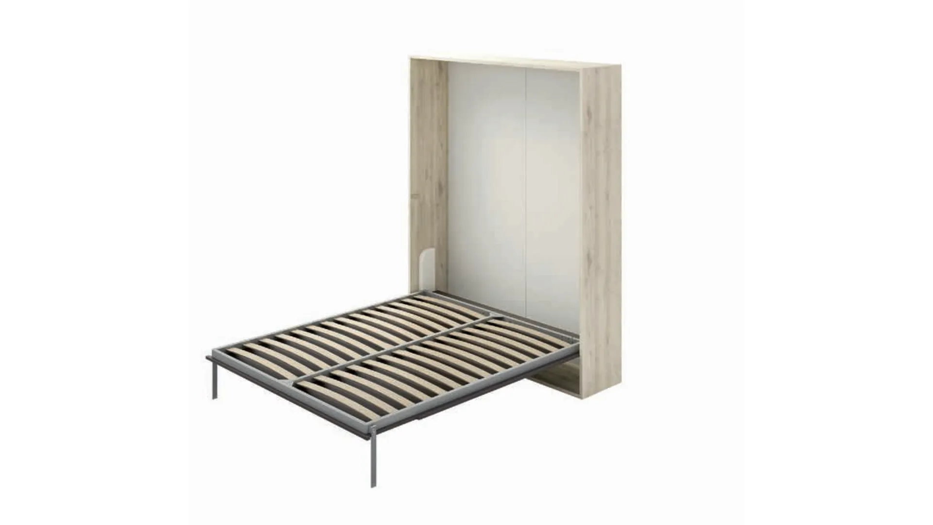 Folding single and double bed, space-saving and made with quality materials.
