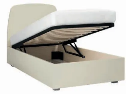 Single bed with shaped headboard and inclined feet made with high-quality materials 200x90.
