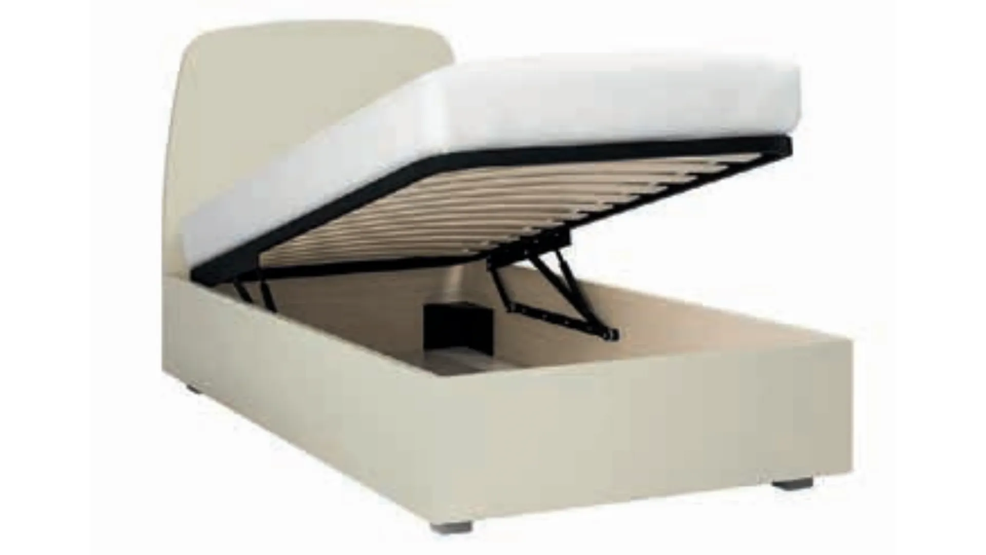Single bed with shaped headboard and inclined feet made with high-quality materials 200x90.
