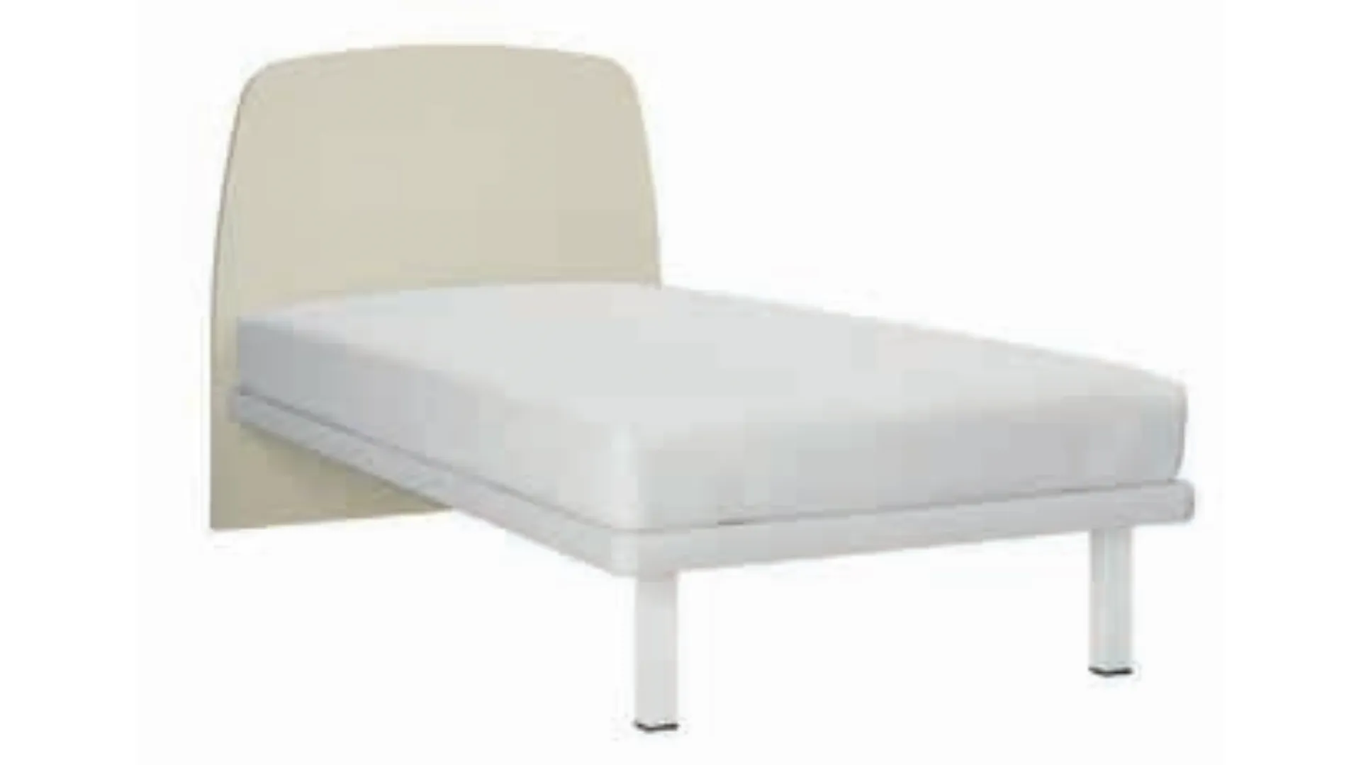 Single bed with curved headboard and inclined legs made of high-quality materials 200x90