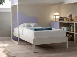 Single bed with a shaped headboard and legs, made with high-quality materials 205x90