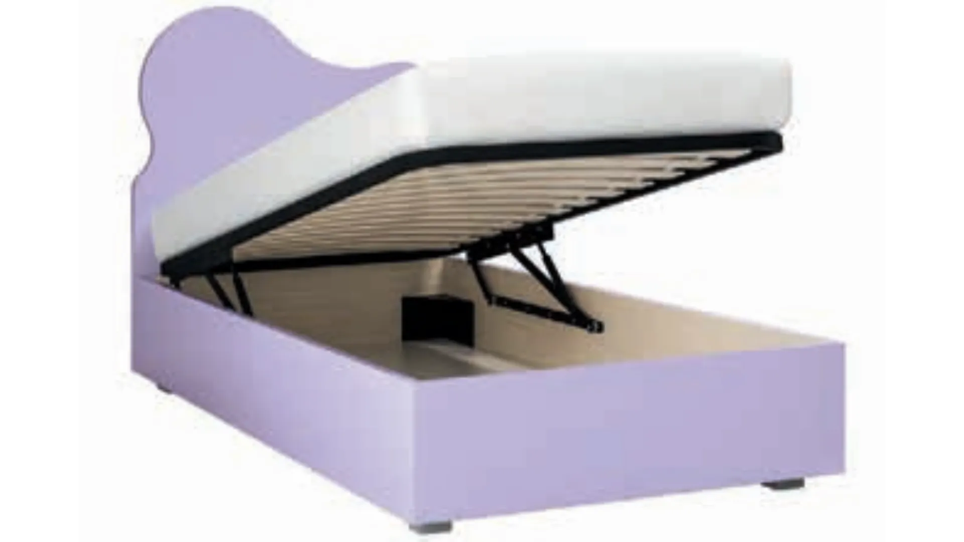 Single bed with a shaped headboard and feet, made with quality materials 205x90.