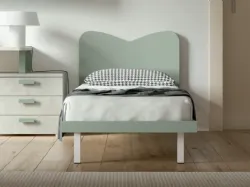 Modern single bed with shaped headboard and square feet 200x90