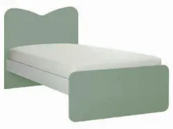 Modern single bed with shaped headboard and square feet 200x90