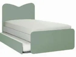 Modern single bed with shaped headboard and square feet 200x90.