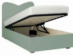 Modern single bed with a shaped headboard and square legs 200x90