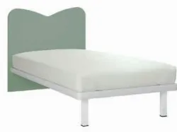 Modern single bed with shaped headboard and square legs 200x90.