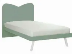 Modern single bed with shaped headboard and square legs 200x90