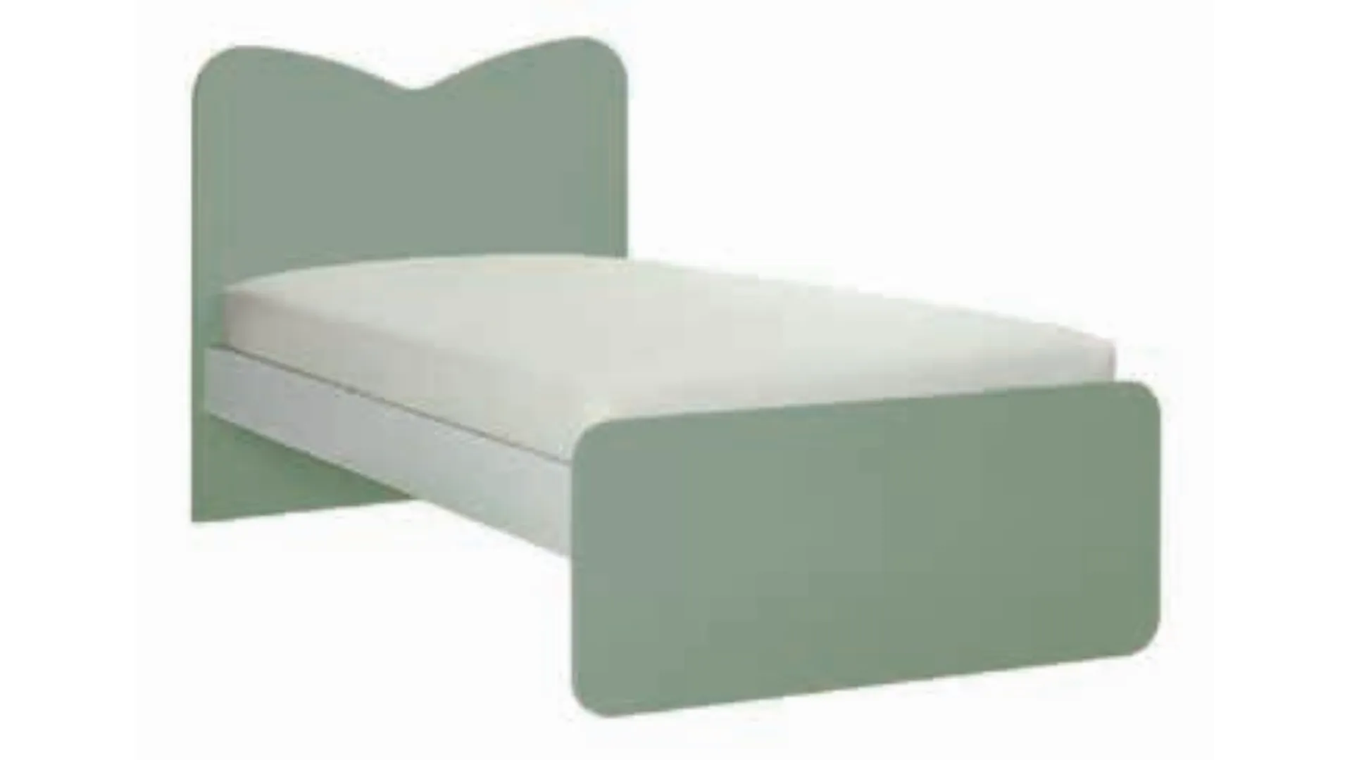 Modern single bed with shaped headboard and square feet 200x90